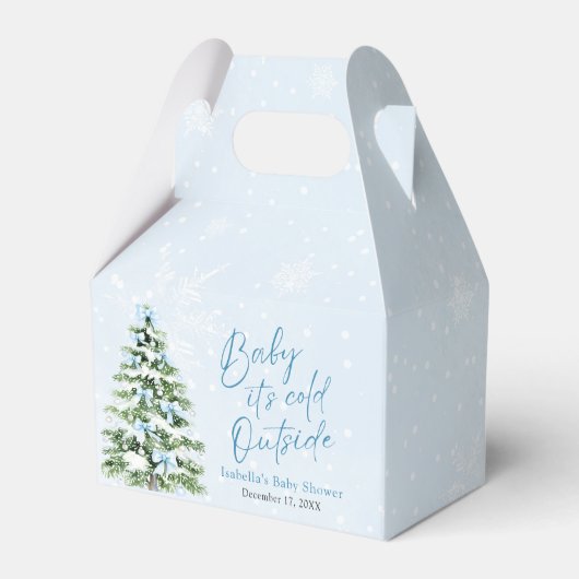 Blue Bows Girl Baby It's Cold Outside Baby Shower Geschenkschachtel (Rückseite)