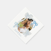 Blue Bows Photo Graduation Serviette (Ecke)
