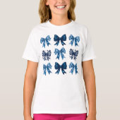 Blue Bows Preppy Coquette Ästhetik T-Shirt (Vorderseite)