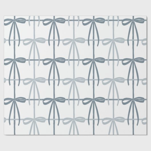 Blue Bows | Preppy | Weihnachten oder Hanukkah Geschenkpapier (Flach)