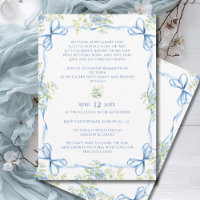 Blue Bows Ribbons & Floral Frame Baby Dusche