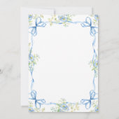 Blue Bows Ribbons & Floral Frame Wedding Einladung (Rückseite)