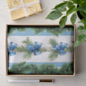 BLUE BOWS STRIPES & GREEN GARLAND SEIDENPAPIER (Geschenk)