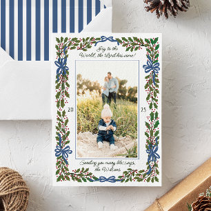 Blue Bows und Holly Garland Weihnachten 1 Foto