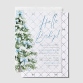 Blue Bows Weihnachtsbaum Hello Baby Shower Pergament Einladungen (Versetzt (Einladung))