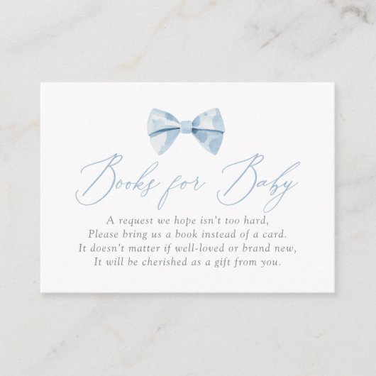 Blue Bowtie Baby Showbücher für Baby Begleitkarte (Vorderseite)