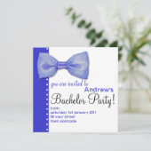 Blue BowTie Bachelor Party Einladung (Stehend Vorderseite)