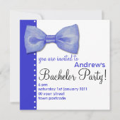 Blue BowTie Bachelor Party Einladung (Vorderseite)
