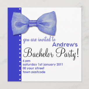 Blue BowTie Bachelor Party Einladung