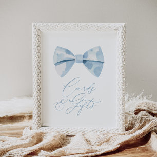 Blue Bowtie Boy Baby Duschkarten und Geschenkschil Poster