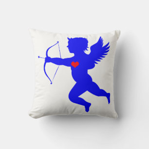 Blue Boy Angel Red Heart Throw Kissen