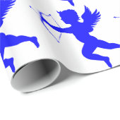 Blue Boy Angel Wrapping Paper Geschenkpapier (Rolleneckpunkt)