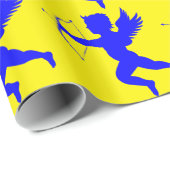 Blue Boy Angel Wrapping Paper Geschenkpapier (Rolleneckpunkt)