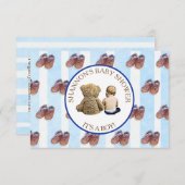 Blue Boy Baby and Teddy Bear Baby Shooter Einladung (Vorne/Hinten)