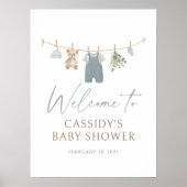 Blue Boy Baby Clothes Baby Shower Welcome Sign Poster (Vorne)