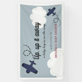 Blue Boy Baby Dusche auf dem Blue-Up & Away-Flugze Banner (Vertikal)