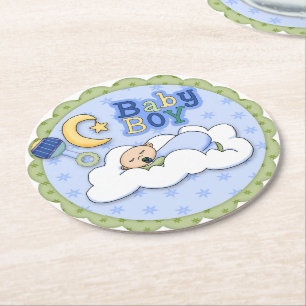 Blue Boy Baby Dusche Design Paper Untersetzer