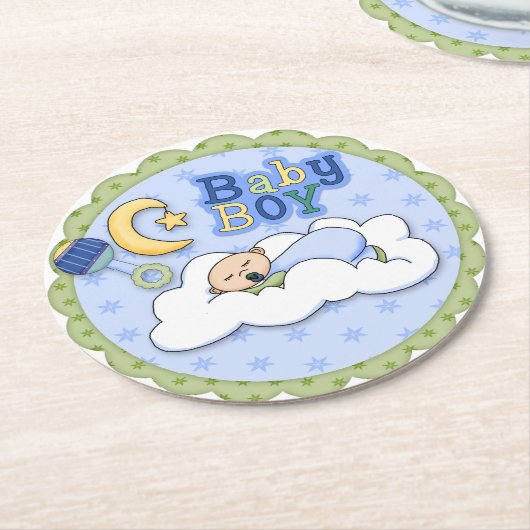 Blue Boy Baby Dusche Design Paper Untersetzer (Angewinkelt)