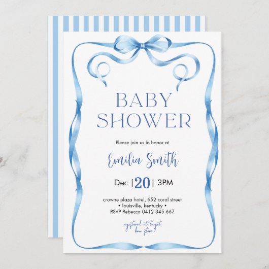 Blue Boy Baby Dusche Einladung (Vorne/Hinten)