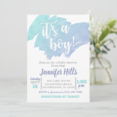 Blue Boy Baby Dusche Einladung (Stehend Vorderseite)