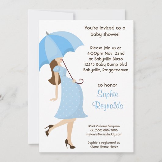 Blue Boy Baby Dusche Einladung Moderne Mama (Vorderseite)