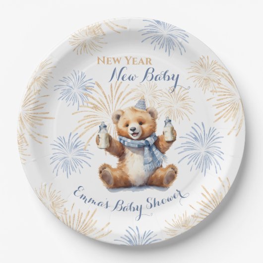 Blue Boy Baby Duschpapier Teller für Neujahr (Vorderseite)