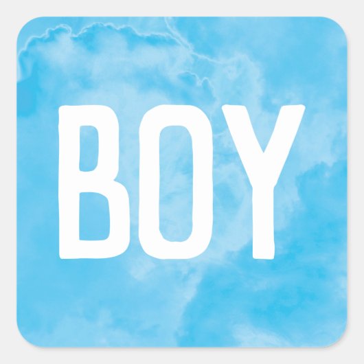 Blue Boy Baby Gender offenbaren Rauchbombe-Party Quadratischer Aufkleber (Vorderseite)