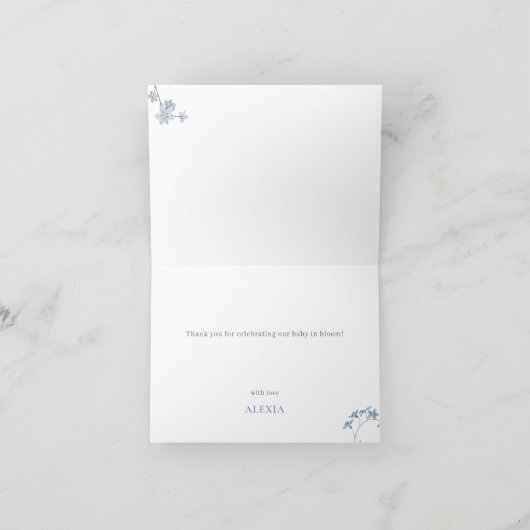 Blue Boy Baby in Bloom Baby Dusche Danke Karte (Innenseite)