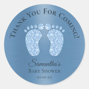 Blue Boy Baby Shower Baby Feet Vielen Dank Runder Aufkleber