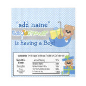 Blue Boy Baby Shower Candy Bar Wrapper Gastgeschen Notizblock (Vorderseite)