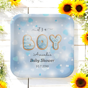 Blue Boy Baby Shower Paper Plate Pappteller