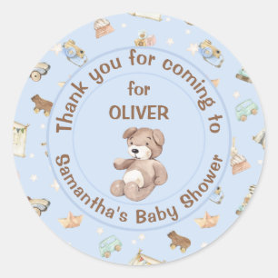 Blue Boy Baby Showfavor Runder Aufkleber