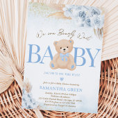 Blue Boy Bear Boho Baby Dusche Einladung