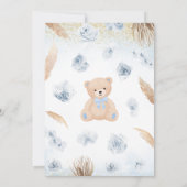 Blue Boy Bear Boho Baby Dusche Einladung (Rückseite)