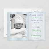 Blue Boy Birth Announction Postcard Ankündigungspostkarte (Vorne/Hinten)