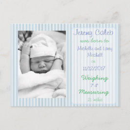 Blue Boy Birth Announction Postcard Ankündigungspostkarte