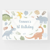 Blue Boy Boho Dinosaur Geburtstag Banner (Horizontal)