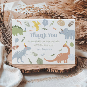 Blue Boy Boho Dinosaur Geburtstag Dankeskarte
