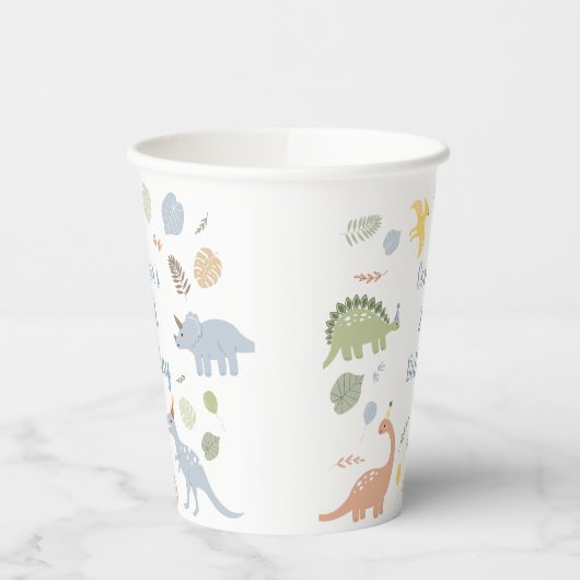 Blue Boy Boho Dinosaur Geburtstag Pappbecher (Links)
