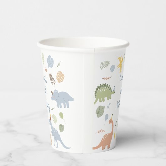 Blue Boy Boho Dinosaur Geburtstag Pappbecher (Rechts)