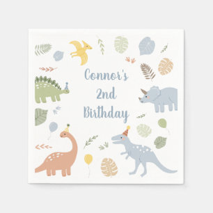 Blue Boy Boho Dinosaur Geburtstag Serviette