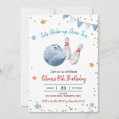 Blue Boy Bowling Birthday Einladung (Vorderseite)