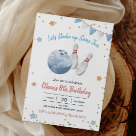 Blue Boy Bowling Birthday Einladung