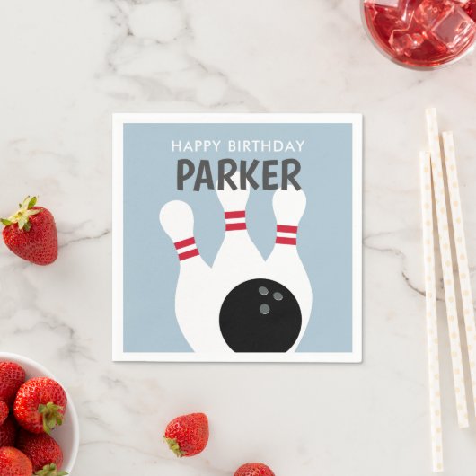 Blue Boy Bowling Birthday Party Serviette (Beispiel)