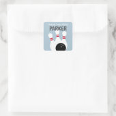 Blue Boy Bowling Party Birthday Gefallen Quadratischer Aufkleber (Tasche)