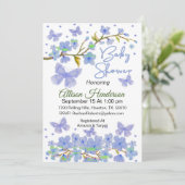 Blue Boy Butterfly Baby Dusche Einladung (Stehend Vorderseite)