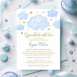 Blue Boy Cloud Sprinkler mit Liebe Baby Sprinkle Einladung