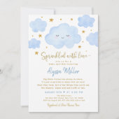 Blue Boy Cloud Sprinkler mit Liebe Baby Sprinkle Einladung (Vorderseite)