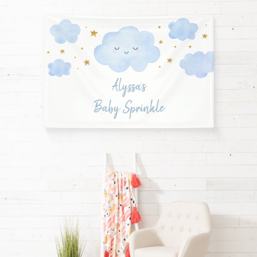Blue Boy Cloud Stars Baby Sprinkle Banner (InSitu)