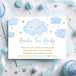 Blue Boy Cloud Stars Baby Sprinkle Book Request Begleitkarte